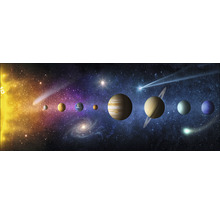 Illustratie van het zonnestelsel met zon, planeten en sterren