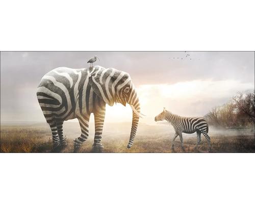 PURE LIVING Schilderij glas Striped Animal Meeting 50x125 cm