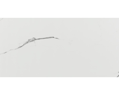 Wand- en vloertegel Taura white gepolijst 60x120 cm gerectificeerd Tegels met marmerstructuur