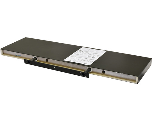 Donkergrijze wandplank met montage-instructies