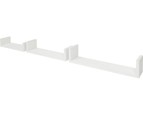 DURALINE Wandplank U-vorm 42x10x10 cm wit, set van 3