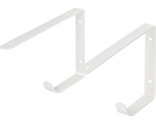 DURALINE Plankdrager metaal met haak 22 cm wit, 2 stuks