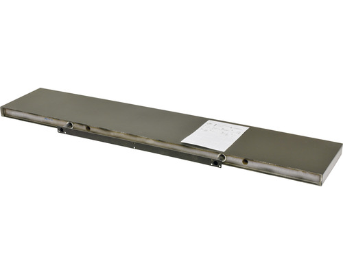 Langwerpige, rechthoekige radiator met bevestiging en een vel papier