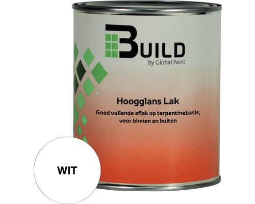 BUILD Hoogglans lak wit 750 ml Lakblik met hoogglanslak voor binnen en buiten