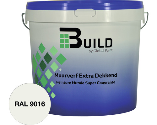 BUILD Muurverf extra dekkend RAL 9016 5 l Emmer muurverf extra dekkend met RAL 9016