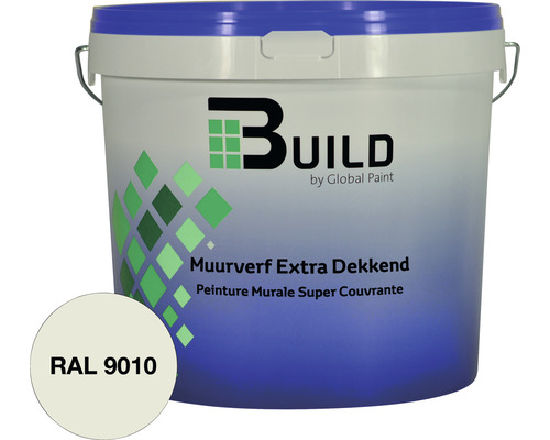 BUILD Muurverf extra dekkend RAL 9010 10 l Emmer muurverf extra dekkend RAL 9010