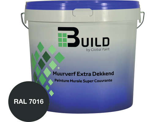 BUILD Muurverf extra dekkend RAL 7016 10 l Emmer muurverf extra dekkend