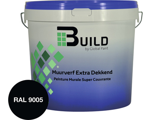BUILD Muurverf extra dekkend RAL 9005 10 l Emmer muurverf extra dekkend