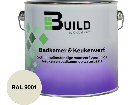 BUILD Badkamer & keukenverf RAL 9001 2,5 l Emmer badkamer- en keukenverf met de kleur RAL 9001