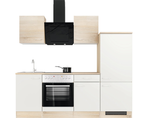 Complete keuken met spoelbak, fornuis, afzuigkap en kasten