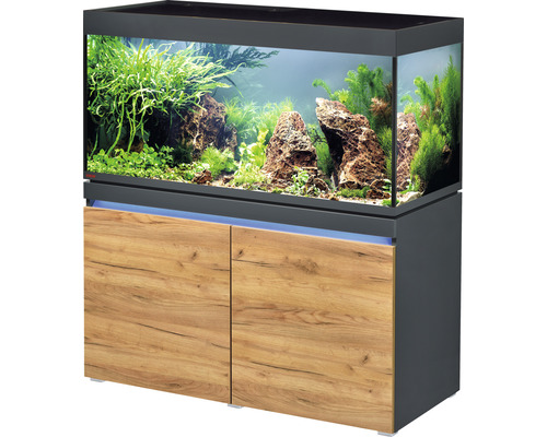 EHEIM Aquariumcombinatie Incpiria 430 L met LED-verlichting en verlichte onderkast grafiet/eiken 130x60x144 cm