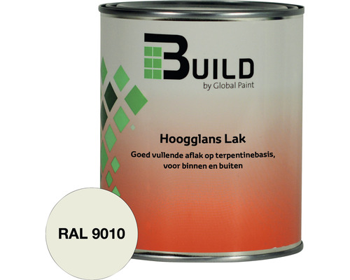 BUILD Hoogglans lak RAL 9010 750 ml Blik hoogglanslak RAL 9010
