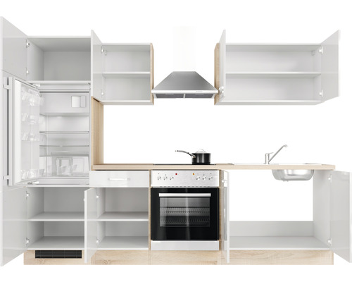 Complete keukenunit met apparatuur, kasten en spoelbak