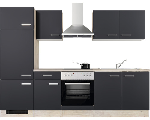 Complete keuken met spoelbak, fornuis, afzuigkap en kasten