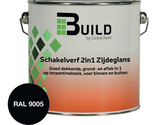 BUILD Schakelverf 2in1 grondlak en aflak RAL 9005 2,5 l