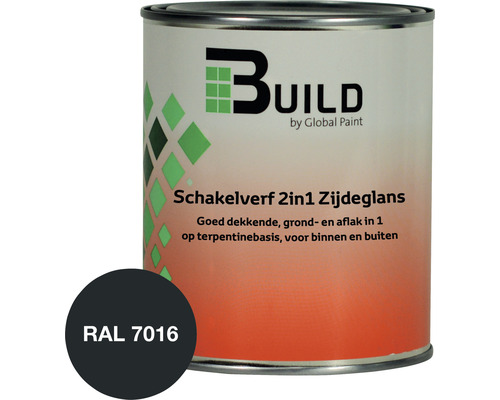 BUILD Schakelverf 2in1 grondlak en aflak RAL 7016 750 ml