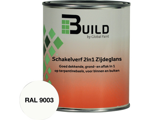 BUILD Schakelverf 2in1 grondlak en aflak RAL 9003 750 ml