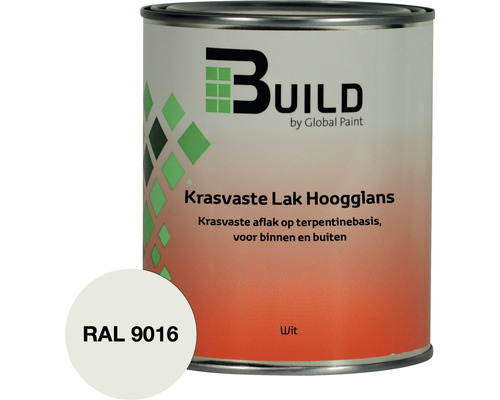 BUILD Krasvaste lak hoogglans RAL 9016 750 ml Krasvaste lak hoogglans voor binnen en buiten