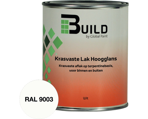 BUILD Krasvaste lak hoogglans RAL 9003 750 ml Krasvaste hoogglanslak, RAL 9003