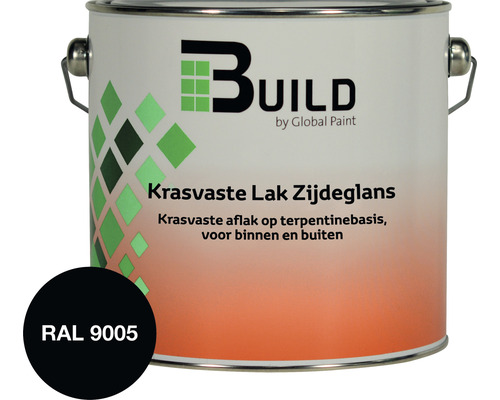 BUILD Krasvaste lak zijdeglans RAL 9005 2,5 l