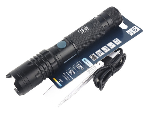 Lumak Pro zaklamp met 1500 lumen en oplaadkabel