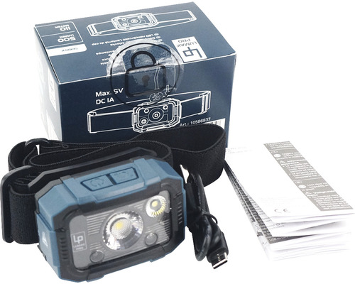 LED hoofdlamp met verpakking en handleiding
