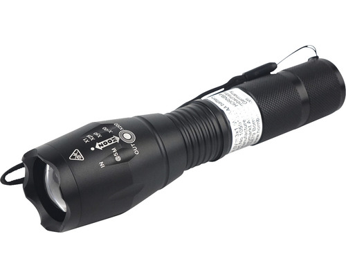 Zwarte zaklamp met zoomfunctie