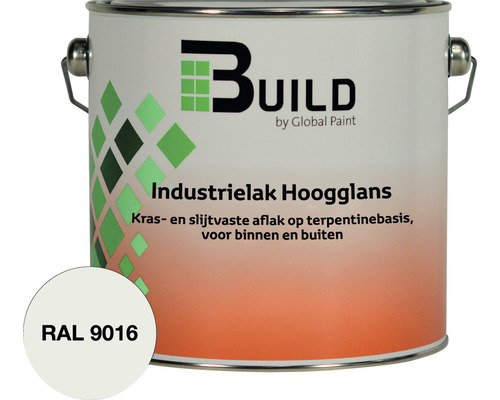 BUILD Industrielak hoogglans RAL 9016 2,5 l Blik industriële lak hoogglans van Build in RAL 9016