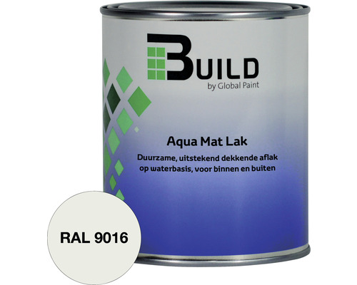 BUILD Aqua lak mat RAL 9016 750 ml Build Aqua Matlak voor binnen en buiten, kleur RAL 9016