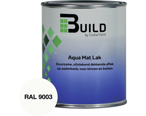 BUILD Aqua lak mat RAL 9003 750 ml Build Aqua Mat Lak voor binnen en buiten, RAL 9003