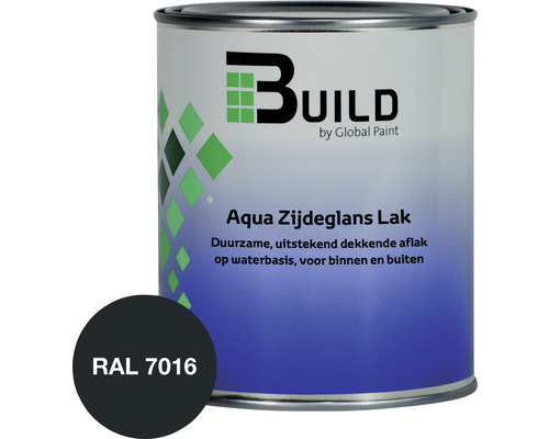 BUILD Aqua lak zijdeglans RAL 7016 750 ml Build by Global Paint Aqua Zijdeglans Lak blik