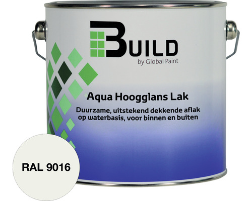 BUILD Aqua lak hoogglans RAL 9016 2,5 l
