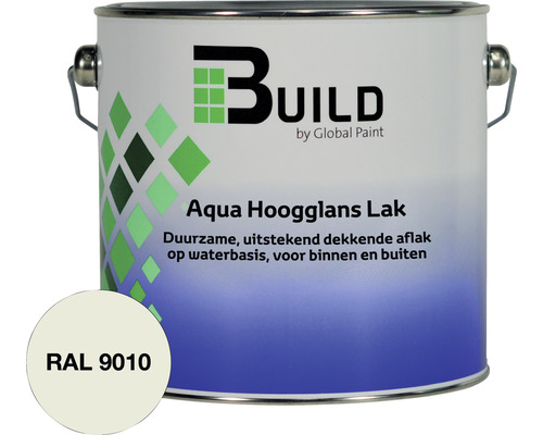 BUILD Aqua lak hoogglans RAL 9010 2,5 l