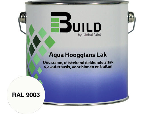 BUILD Aqua lak hoogglans RAL 9003 2,5 l