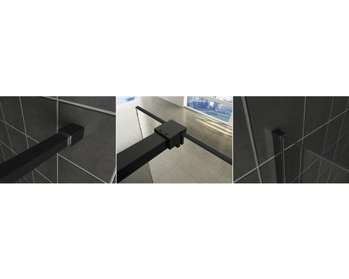 Bevestigingsset Fine profiel + stabilisatiestang zwart mat 120 cm