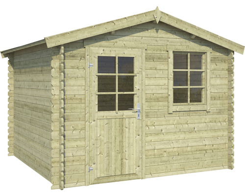 OUTDOOR LIFE Blokhut Nina geïmpregneerdvurenhout olijfgroen 275x230x234 cm Houten tuinhuis met deur en raam