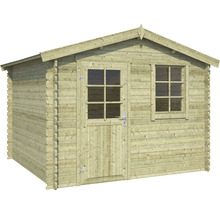 Houten tuinhuis met raam en deur