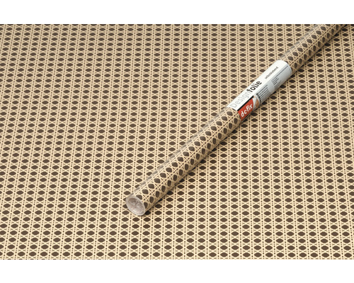 Decoratieve folie met rotanmotief en de-fix logo.