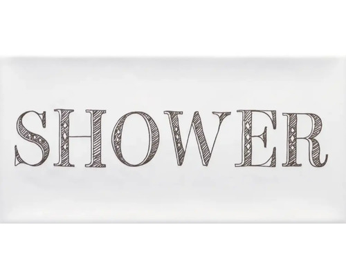 Tegel met decoratie met het woord douche