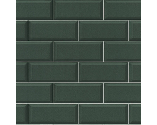 RASCH Vliesbehang 429954 Rhapsody steenoptiek groen Groene tegels in metselverband