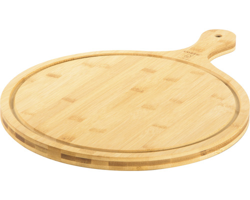 Ronde pizzaplank van bamboe met handvat