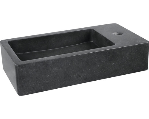 Rechthoekige waskom van steen met kraangat