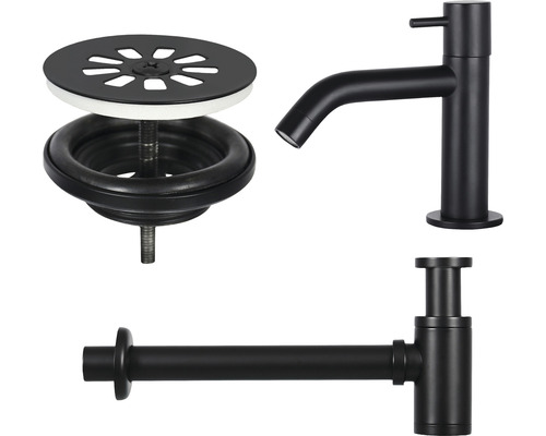 DIFFERNZ Fonteinset Hura L keramiek 40x22 cm kraan zwart kopen