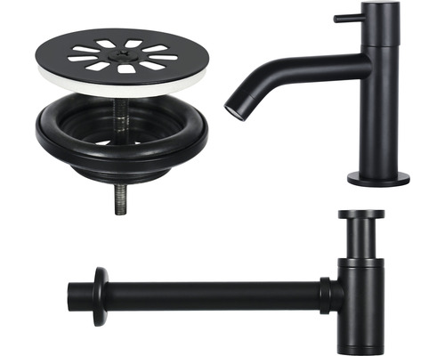 Wastafelkraan, sifon en afvoergarnituur voor de wastafel