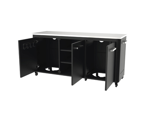 Barbecue-eiland met deuren, planken en wielen