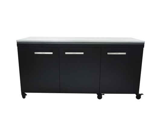 COZZE Werktafel 3-deurs zwart met RVS werkblad 180 x 60 x 90 cm