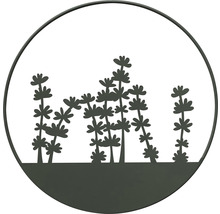 Decoratieve wanddecoratie met plantmotief in een ronde lijst