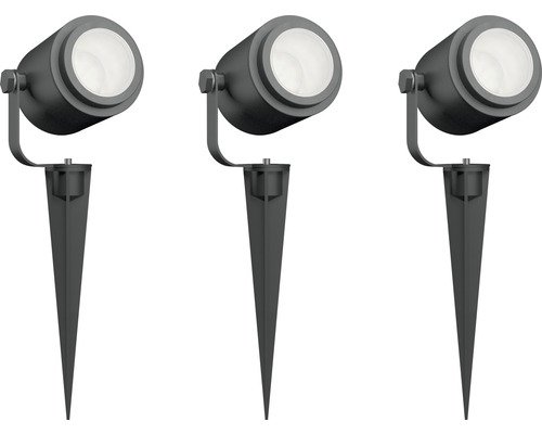 CALEX Smart Outdoor LED grondspotset 24 cm RGB+CCT 24V zwart, 3 stuks-0