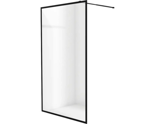 Douchescherm met zwart frame.