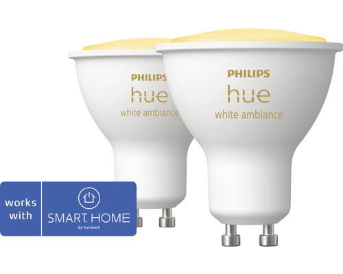 PHILIPS Hue White Ambiance LED-lamp GU10/4,3W instelbaar wit, 2 stuks